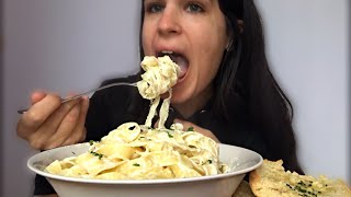 ASMR  FETTUCCINE ALFREDO PASTA NO TALKING  EATING SOUNDS [upl. by Naujyt231]