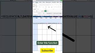 How to create a dynamic calendar in excel yt ytviral excelformula calendar shortvideo [upl. by Robb73]