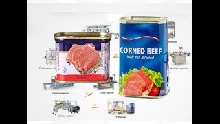 Meat canning processing production line canned corned beef pork meat chicken production line plant [upl. by Otrebireh]