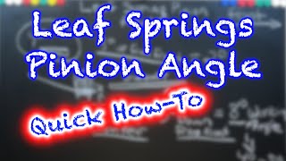 Leaf Springs Pinion Angle Explained [upl. by Hendry672]