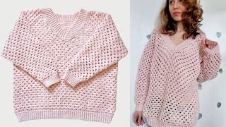 Comment faire un pull au crochet 🧶 Toutes tailles 💐 Printemps été 🌈 Tuto crochet facile gratuit ✨ [upl. by Griff]