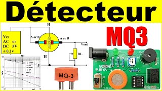 Alarme détecteur electronique MQ3 sensor electronic alcohol detector ne555 relais alcool [upl. by Henghold]