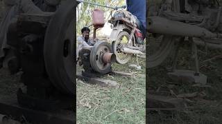 DIESEL ENGINE START WITH MOTER BIKE WHEEL experiment shorts shortfeed [upl. by Gae]