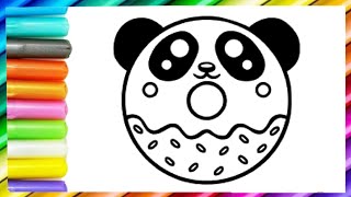 Drawing and Painting a Panda Doughnut 🍩🐼🍩 For Kids and Toddlers [upl. by Xavler]