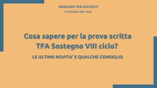 SOS Prova scritta TFA Sostegno VIII ciclo [upl. by Julietta986]