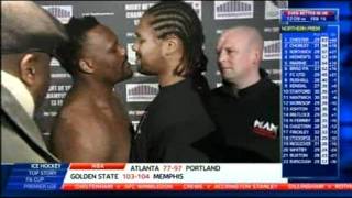 Dereck Chisora kisses Carl Baker during a staredown [upl. by Iramat]