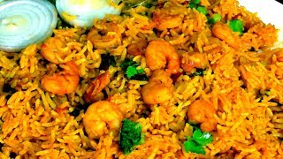 PRAWNS BIRYANI COOKING in PRESSURE COOKER shrimp biryani recipe SPICY PRAWNS BIRYANI [upl. by Corsetti]