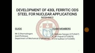 Development of 430L Ferritic ODS Steel for Nuclear Applications [upl. by Schmidt]