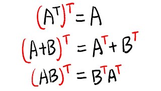 Properties of the transpose of a matrix linear algebra tutorial [upl. by Hak651]