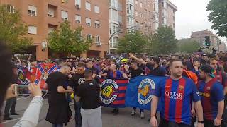 Boixos Nois  Barcelona ultras in Madrid  Copa del Rey  SevillaBarça [upl. by Ronnoc]