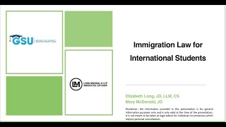 UofT GSU Webinar  Immigration Law for International Students [upl. by Cad]