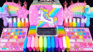 Unicorn Rainbow Slime Mixing Random Cuteshiny things into slime ASMR Satisfying slimevideos 슬라임 [upl. by Natal600]