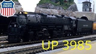 Union Pacific 3985 Pulls Long Freight Cars [upl. by Fayette114]