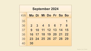 Kalender September 2024 [upl. by Echo]