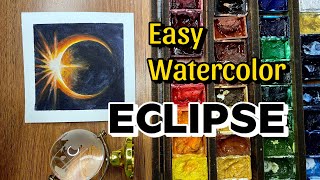 2Week Night Sky Wonders Watercolor Challenge  Day 5 Solar Eclipse [upl. by Albertine]