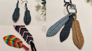 How to make Macrame feathers  DIY Handmade Macrame Feathers earrings  Macrame keychain [upl. by Allie181]