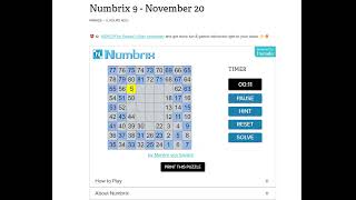 AI Solve Daily Numbrix 9 Puzzle 11202024 ASMR [upl. by Pravit]