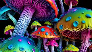 Rainbow of Mushroom psychedelic trippy animation 4K [upl. by Arraeit]