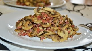 Champiñones con Jamón Serrano  Recetas de cocina fáciles y rápidas [upl. by Ojeillib985]