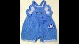 OVEROL PARA BEBE A CROCHET O GANCHILLO  ROMPER  BODY  6 MESES [upl. by Lindly]