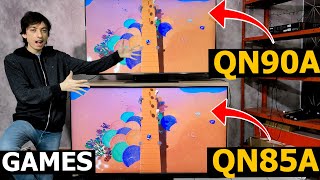 QN85A vs QN90A  Qual a MELHOR TV NEO QLED para GAMES [upl. by Ayekel984]