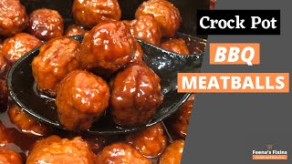 Crock Pot BBQ Meatballs  ONLY 3 Ingredients  SO Simple [upl. by Niltyak]