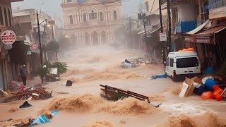 Massive flooding with several cars submerged in water in the city of Balcarce Argentina [upl. by Verras]