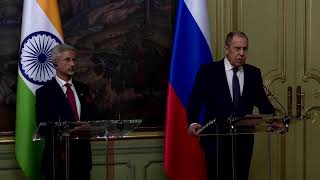 EAM Press Conference with FM Sergey Lavrov of Russia December 27 2023 [upl. by Nevuer]