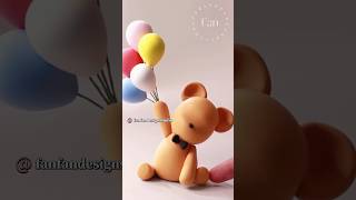 make a Teddy bear with fondant or air dry foam clay polymer clay tutorial for beginners [upl. by Lubbock]