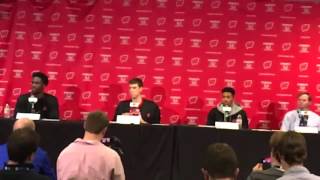 Nigel Hayes Ethan Happ Jordan Hill press conference vs Indiana [upl. by Enimajneb537]