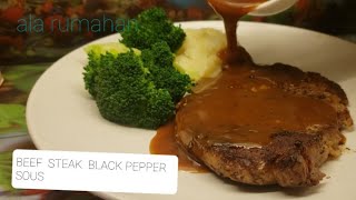 BEEF STEAK RECIPE WITH BLACK PEPPER SAUCE  STEAK RUMAHAN [upl. by Enidaj898]