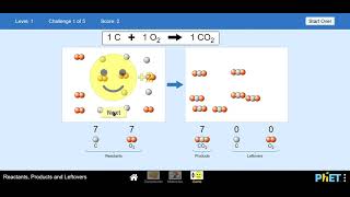 Reactants Products and Leftovers Game PhET Simulation [upl. by Lleze]