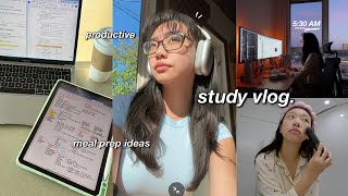 STUDY VLOG 🍵 waking up at 5AM productive days in my life skincare routine amp meal prep ideas [upl. by Raymonds]