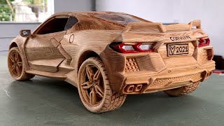 Wood Carving  2020 Chevrolet Corvette C8  Woodworking Art [upl. by Guzel]