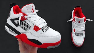 HOW TO LOOSELY LACE JORDAN 4s  AIR JORDAN 4 LACE STYLE [upl. by Eyllek]