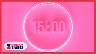 15 Minute Colourful Pink Countdown Timer  NO MUSIC  Minimal [upl. by Anitsyrhk52]