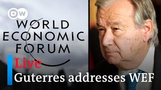 Live UN Secretary General Guterres special address to the WEF plenary  WEF 2023 [upl. by Barvick265]