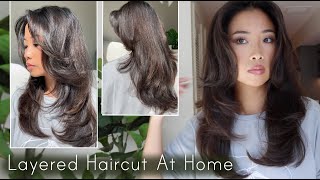 Easy Layered Haircut At Home [upl. by Nnahgem897]