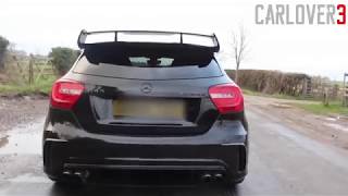 AKRAPOVIC EXHAUST MERCEDES A45 AMG START UP REVS amp LAUNCH [upl. by Ahpla188]