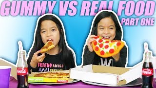 GUMMY FOOD VS REAL FOOD CHALLENGE PART 1 [upl. by Ocker]