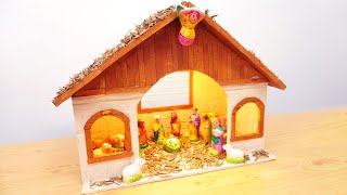 DIY Nativity Scene  Christmas Crib Making at Home Using Cardboard  How to Make Christmas Crib [upl. by Elcin]