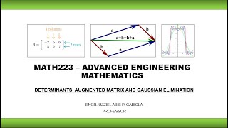 ADVANCED ENGG MATH  DETERMINANTS AUGMENTED MATRIX AND GAUSS ELIMINATION [upl. by Sehcaep]