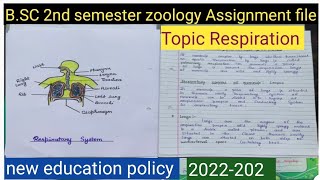 BSC 2nd semester zoology Assignment file Topic Respiration [upl. by Akvir]