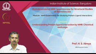 cy12noc19 lec37 Understanding Protein ligand interaction by NMR Chemical exchange [upl. by Eiboj479]