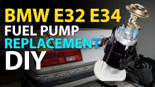 BMW E32  E34 Fuel Pump Replacement DIY [upl. by Ahsienauq226]