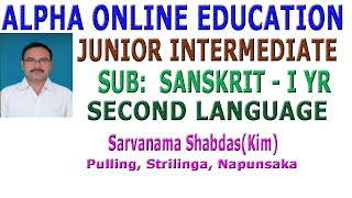 INTER I YR SANSKRIT I YR  Sarvanama Shabdas KIM Pulling Striling Napunsaka [upl. by Manheim]