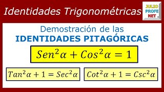 DEMOSTRACIÓN DE IDENTIDADES TRIGONOMÉTRICAS PITAGÓRICAS [upl. by Bortz]