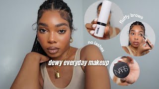 GRWM Dewy Makeup Tutorial for Black Women  Everyday Makeup Brown Skin [upl. by Einaeg]