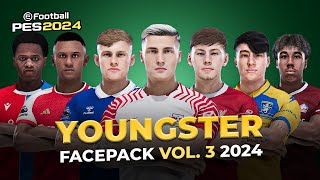 Youngster Facepack Vol 3  Football Life 2024 amp PES 2021 PC MOD [upl. by Aynav]