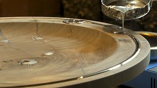 Wood Turning  Walnut Platter with Pewter inlay [upl. by Brittany]